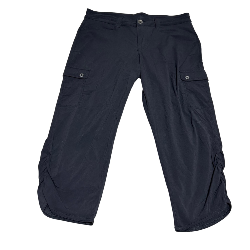Eddie Bauer Travex Horizon Capris Women 6 18in Black Cargo Ruched Outdoor Pants